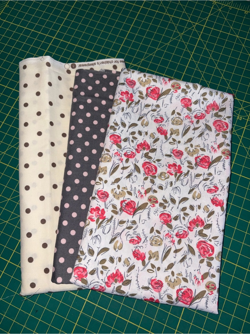 Floral & Polka Dot Cotton Fabric Bundle in Pink, Brown, Cream